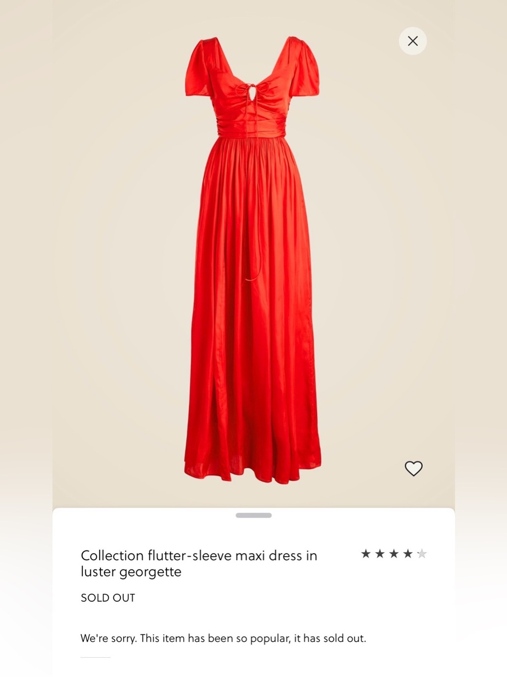 J. Crew Collection Red Flutter-Sleeve Maxi Dress | SOLD OUT